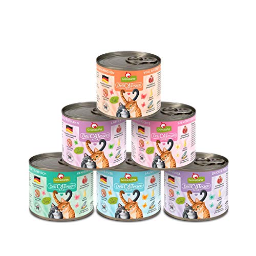 GranataPet DeliCatessen Multipack 1, Nassfutter für Katzen im Probierpaket, Alleinfuttermittel ohne Getreide, Katzenfutter mit hohem Fleischanteil & hochwertigen Ölen, 6 x 200 g von GranataPet