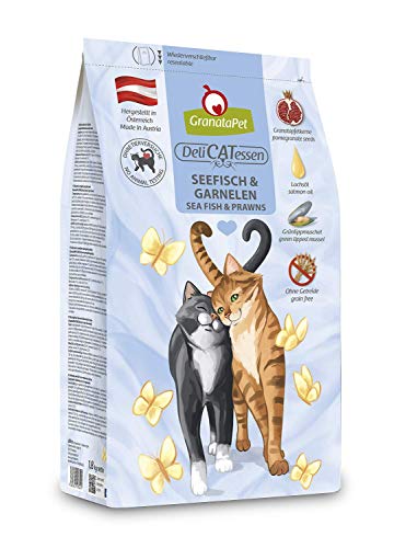 GranataPet DeliCatessen Seefisch & Garnelen Adult, Trockenfutter für Katzen, schmackhaftes Katzenfutter, Alleinfuttermittel ohne Getreide & ohne Zuckerzusätze, 1800 g von GranataPet