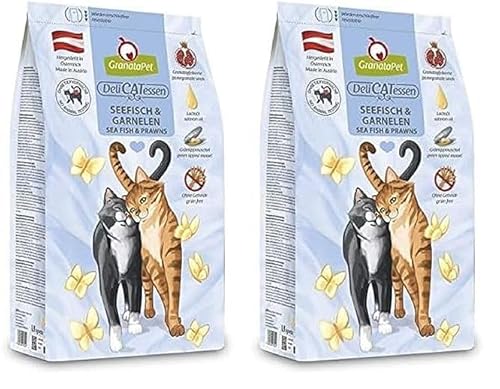 GranataPet Delicatessen Seefisch & Garnelen Adult, Trockenfutter für Katzen, schmackhaftes Katzenfutter, Alleinfuttermittel ohne Getreide & ohne Zuckerzusätze, 300 g (Packung mit 2) von GranataPet