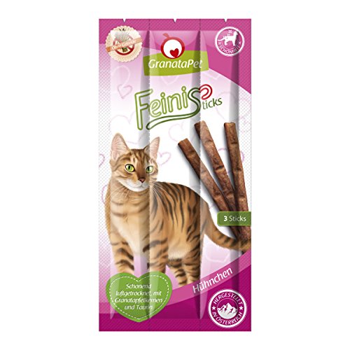 GranataPet FeiniSticks Hühnchen, 24 x 15g, schmackhafter Kausnack für Katzen, Ergänzungsfuttermittel, Katzenleckerli ohne Getreide & Zuckerzusätze, Belohnung für verspielte Samtpfoten von GranataPet