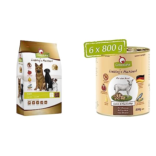 GranataPet Liebling's Mahlzeit Adult Lamm, Trockenfutter für Hunde & Liebling's Mahlzeit Lamm & Kartoffel, Nassfutter für Hunde von GranataPet