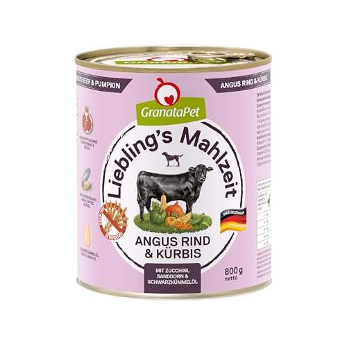 GranataPet Liebling's Mahlzeit Angus Rind & Kürbis, Nassfutter für Hunde, Hundefutter ohne Getreide & ohne Zuckerzusätze, Alleinfuttermittel, 6 x 800 g von GranataPet