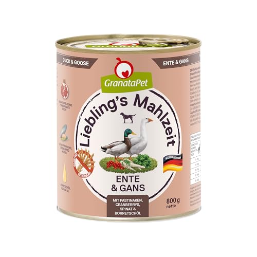 GranataPet Liebling's Mahlzeit Ente & Gans, Nassfutter für Hunde, Hundefutter ohne Getreide & ohne Zuckerzusätze, Alleinfuttermittel, 6 x 800 g von GranataPet