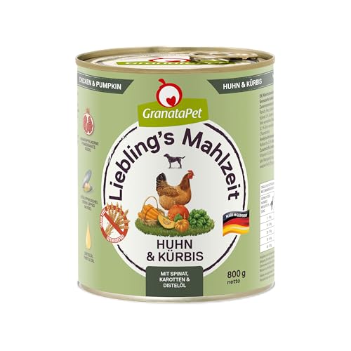 GranataPet Liebling's Mahlzeit Huhn & Kürbis, Nassfutter für Hunde, Hundefutter ohne Getreide & ohne Zuckerzusätze, Alleinfuttermittel, 6 x 800 g von GranataPet