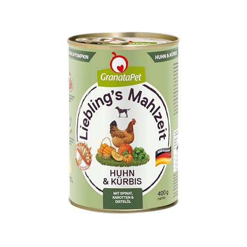 GranataPet Liebling's Mahlzeit Huhn & Kürbis, Nassfutter für Hunde, Hundefutter ohne Getreide & ohne Zuckerzusätze, Alleinfuttermittel, 6 x 400 g von GranataPet