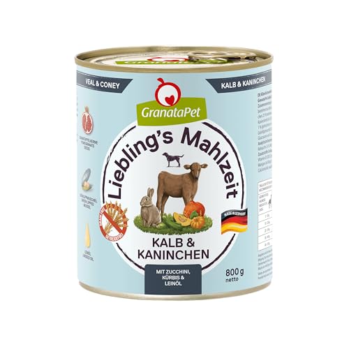 GranataPet Liebling's Mahlzeit Kalb & Kaninchen, Nassfutter für Hunde, Hundefutter ohne Getreide & ohne Zuckerzusätze, Alleinfuttermittel, 6 x 800 g von GranataPet