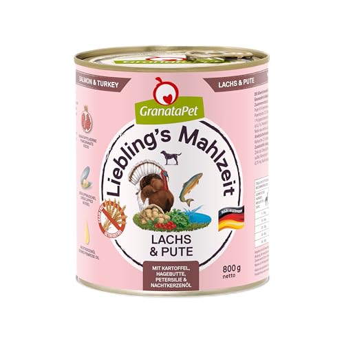 GranataPet Liebling's Mahlzeit Lachs & Pute, Nassfutter für Hunde, Hundefutter ohne Getreide & ohne Zuckerzusätze, Alleinfuttermittel, 6 x 800 g von GranataPet
