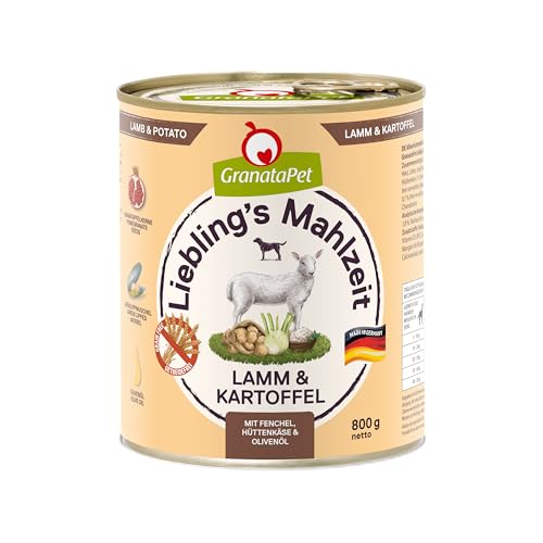 GranataPet Liebling's Mahlzeit Lamm & Kartoffel, Nassfutter für Hunde, Hundefutter ohne Getreide & ohne Zuckerzusätze, Alleinfuttermittel, 6 x 800 g von GranataPet