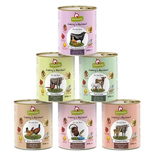 GranataPet Liebling's Mahlzeit Multipack 2, Nassfutter für Hunde im Probierpaket, Alleinfuttermittel ohne Getreide, Hundefutter mit hohem Fleischanteil & hochwertigen Ölen, 6 x 800 g von GranataPet