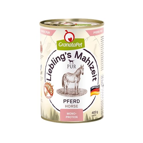 GranataPet Liebling's Mahlzeit Pferd PUR, Nassfutter für Hunde, Hundefutter ohne Getreide & Zuckerzusätze, Alleinfuttermittel mit hohem Fleischanteil & hochwertigen Ölen, 6 x 400 g von GranataPet