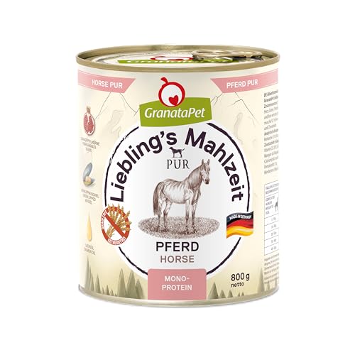 GranataPet Liebling's Mahlzeit Pferd PUR, Nassfutter für Hunde, Hundefutter ohne Getreide & Zuckerzusätze, Alleinfuttermittel mit hohem Fleischanteil & hochwertigen Ölen, 6 x 800 g von GranataPet