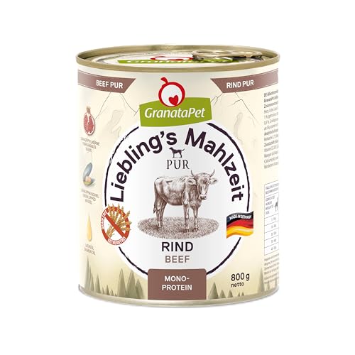 GranataPet Liebling's Mahlzeit Rind PUR, Nassfutter für Hunde, Hundefutter ohne Getreide & Zuckerzusätze, Alleinfuttermittel mit hohem Fleischanteil & hochwertigen Ölen, 6 x 800 g von GranataPet