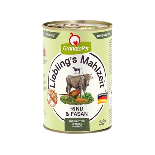 GranataPet Liebling's Mahlzeit Rind & Fasan, Nassfutter für Hunde, Hundefutter ohne Getreide & ohne Zuckerzusätze, Alleinfuttermittel, 6 x 400 g von GranataPet