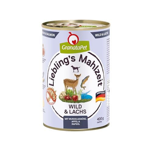 GranataPet Liebling's Mahlzeit Wild & Lachs, Nassfutter für Hunde, Hundefutter ohne Getreide & ohne Zuckerzusätze, Alleinfuttermittel, 6 x 400 g von GranataPet