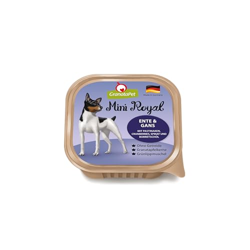 GranataPet Mini Royal Ente & Gans, Nassfutter für Hunde, Hundefutter ohne Getreide & ohne Zuckerzusatz, Alleinfuttermittel für ausgewachsene Hunde, 11 x 150 g von GranataPet