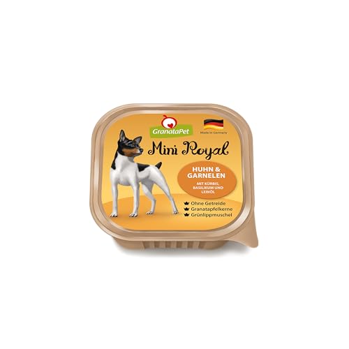 GranataPet Mini Royal Huhn & Garnelen, Nassfutter für Hunde, Hundefutter ohne Getreide & ohne Zuckerzusatz, Alleinfuttermittel für ausgewachsene Hunde, 11 x 150 g von GranataPet
