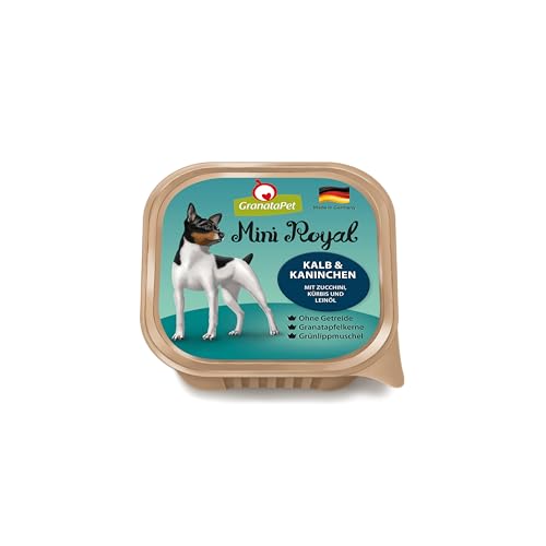GranataPet Mini Royal Kalb & Kaninchen, Nassfutter für Hunde, Hundefutter ohne Getreide & ohne Zuckerzusatz, Alleinfuttermittel für ausgewachsene Hunde, 11 x 150 g von GranataPet