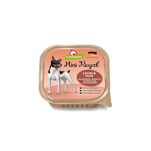 GranataPet Mini Royal Lachs & Pute, Nassfutter für Hunde, Hundefutter ohne Getreide & ohne Zuckerzusatz, Alleinfuttermittel für ausgewachsene Hunde, 11 x 150 g von GranataPet