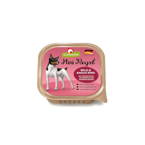 GranataPet Mini Royal Wild & Angus Rind, Nassfutter für Hunde, Hundefutter ohne Getreide & ohne Zuckerzusatz, Alleinfuttermittel für ausgewachsene Hunde, 11 x 150 g von GranataPet