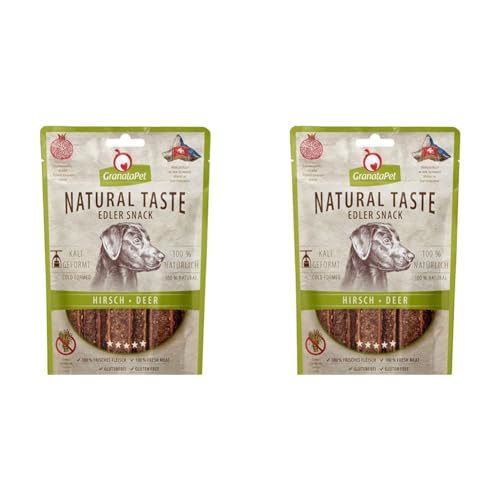 GranataPet Natural Taste Edler Snack Hirsch, 90 g, Hundeleckerli ohne Getreide & ohne Zuckerzusätze, Belohnung für zwischendurch, schmackhafter Hundesnack (Packung mit 2) von GranataPet