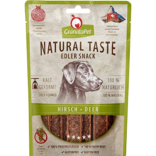 GranataPet Natural Taste Edler Snack Hirsch, Hundeleckerli ohne Getreide & ohne Zuckerzusätze, Belohnung für zwischendurch, schmackhafter Hundesnack, 90 g von GranataPet