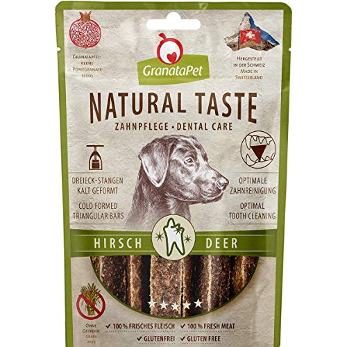 GranataPet Natural Taste Edler Snack Hirsch Zahnpflege, Hundeleckerli ohne Getreide & ohne Zuckerzusätze, Belohnung für zwischendurch, schmackhafter Hundesnack, 70 g von GranataPet