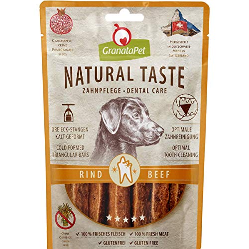 GranataPet Natural Taste Edler Snack Rind Zahnpflege, Hundeleckerli ohne Getreide & ohne Zuckerzusätze, Belohnung für zwischendurch, schmackhafter Hundesnack, 70 g von GranataPet