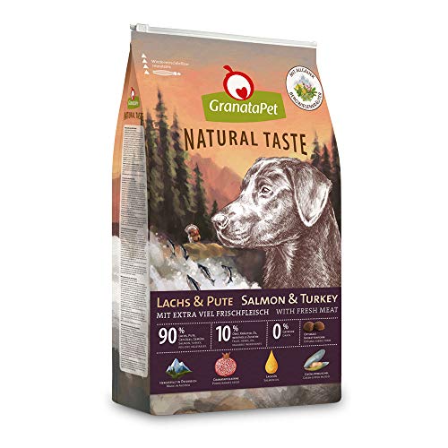 GranataPet Natural Taste Lachs & Pute, Trockenfutter für Hunde, Hundefutter ohne Getreide & ohne Zuckerzusätze, Alleinfuttermittel für ausgewachsene Hunde, 12 kg von GranataPet