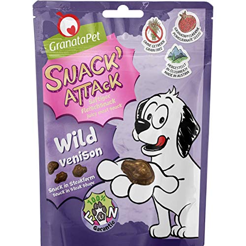 GranataPet Snack' Attack Wild, Hundeleckerli ohne Getreide & ohne Zuckerzusätze, Belohnung für verspielte Vierbeiner, Leckerchen für Hunde, weicher Hundesnack, 100 g von GranataPet