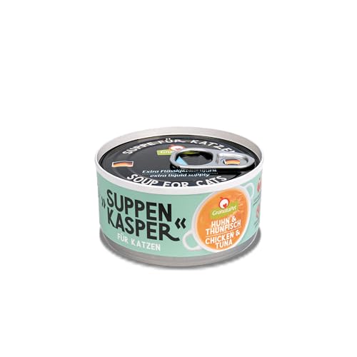 GranataPet Suppenkasper Huhn & Thunfisch, Snack für Katzen, Suppe gegen den kleinen Hunger, Leckerchen für extra Flüssigkeitszufuhr, Katzenfutter ohne Getreide & Zuckerzusätze, 12 x 70 g von GranataPet