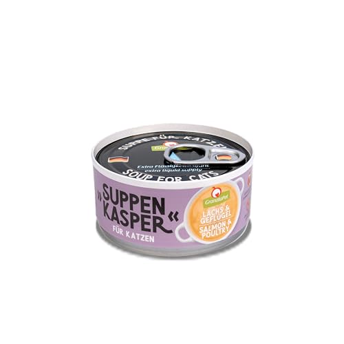 GranataPet Suppenkasper Lachs & Geflügel, Snack für Katzen, Suppe gegen den kleinen Hunger, Leckerchen für extra Flüssigkeitszufuhr, Katzenfutter ohne Getreide & ohne Zuckerzusätze, 12 x 70 g von GranataPet