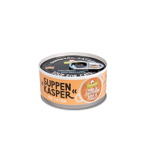 GranataPet Suppenkasper Rind & Truthahn, Snack für Katzen, Suppe gegen den kleinen Hunger, Leckerchen für extra Flüssigkeitszufuhr, Katzenfutter ohne Getreide & ohne Zuckerzusätze, 12 x 70 g von GranataPet