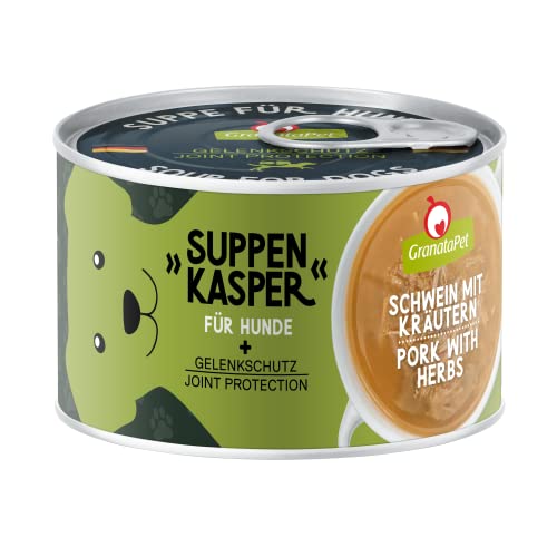 GranataPet Suppenkasper Schwein mit Kräutern, Suppe für glückliche Hunde, Snack mit Grünlippmuschel & Mineralien, Hundefutter ohne Getreide für eine artgerechte Ernährung, 140 g von GranataPet