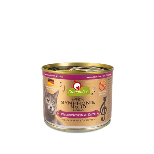 GranataPet Symphonie No. 10 Wildschwein & Ente, 6 x 200 g, Katzenfutter ohne Getreide & Zuckerzusätze, Filet in natürlichem Gelee, delikates Nassfutter für Katzen von GranataPet