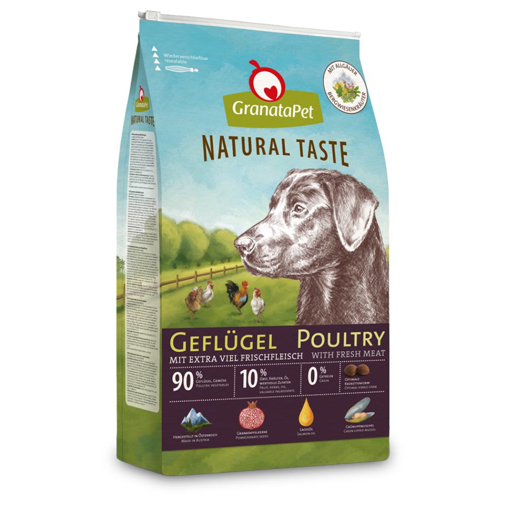 2 kg gratis! 12 kg GranataPet Natural Taste - Geflügel von Granatapet