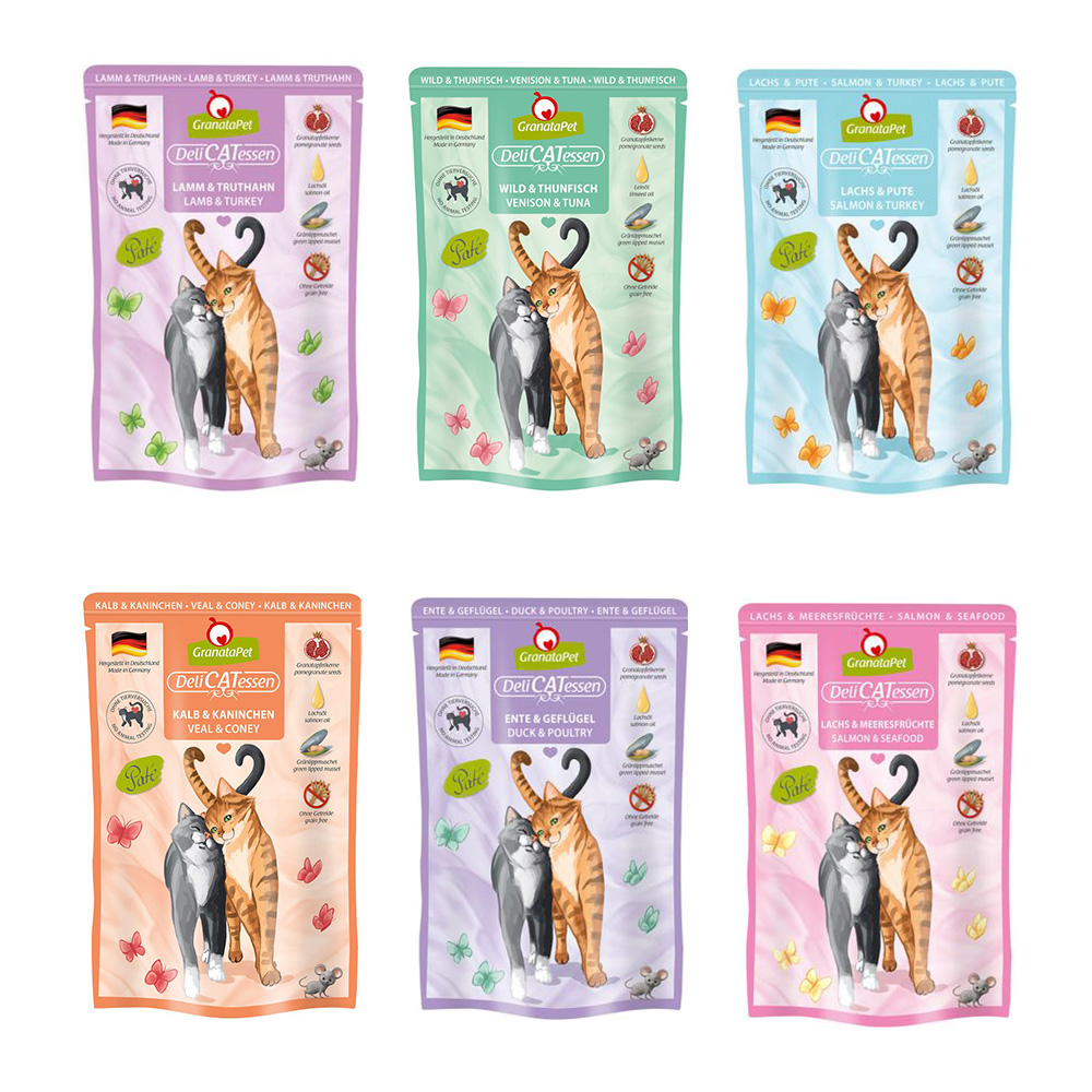 GranataPet DeliCatessen Pouch 24 x 85 g - Mixpaket 1 (6 Sorten) von Granatapet