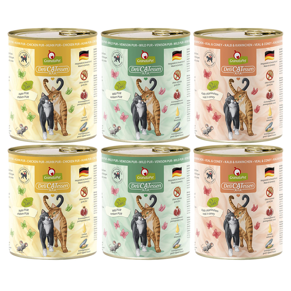 GranataPet DeliCatessen Probierpaket 6 x 800 g - Probierpaket II PUR von Granatapet