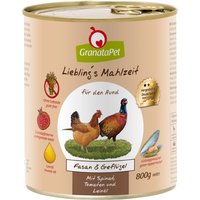 GranataPet Liebling's Mahlzeit 6 x 800 g - Fasan & Geflügel mit Spinat, Tomaten und Leinöl von Granatapet