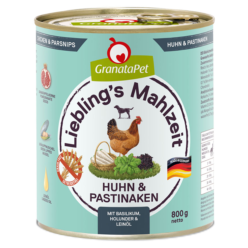 GranataPet Liebling's Mahlzeit 6 x 800 g - Huhn mit Pastinaken von Granatapet