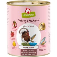 GranataPet Liebling's Mahlzeit 6 x 800 g - Lachs & Pute mit Kartoffel, Hagenbutten,Petersilie und Nachtkerzenöl von Granatapet