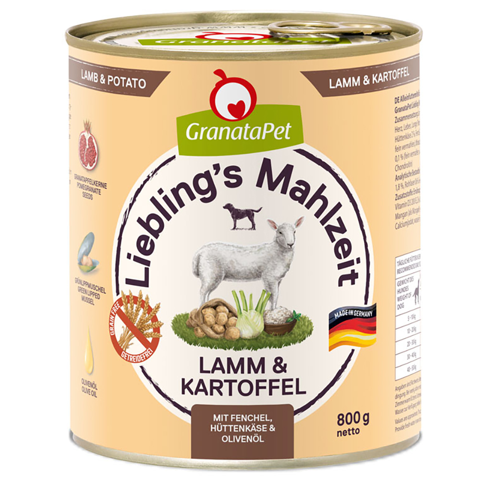 GranataPet Liebling's Mahlzeit 6 x 800 g - Lamm & Kartoffel von Granatapet