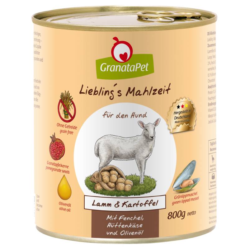 GranataPet Liebling's Mahlzeit 6 x 800 g - Lamm & Kartoffel von Granatapet