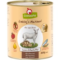 GranataPet Liebling's Mahlzeit 6 x 800 g - Lamm & Kartoffel mit Fenchel, Hüttenkäse und Olivenöl von Granatapet