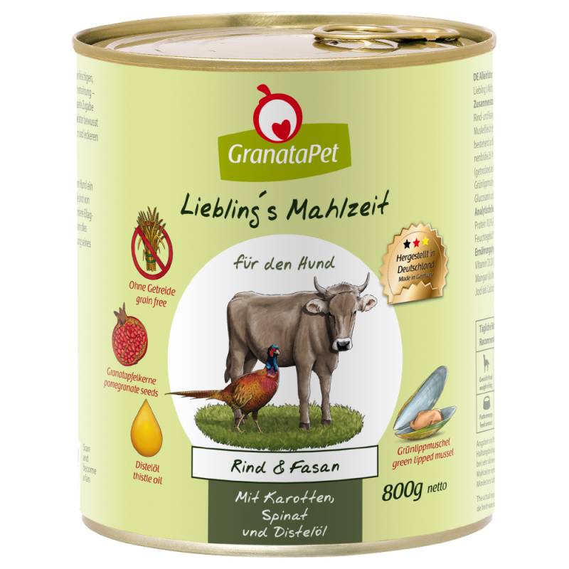 GranataPet Liebling's Mahlzeit 6 x 800 g - Rind & Fasan von Granatapet