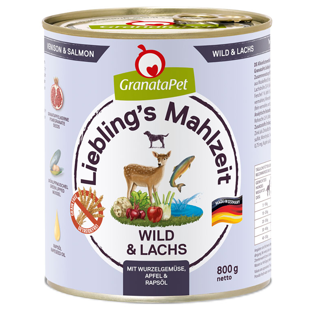 GranataPet Liebling's Mahlzeit 6 x 800 g - Wild & Lachs mit Wurzelgemüse von Granatapet