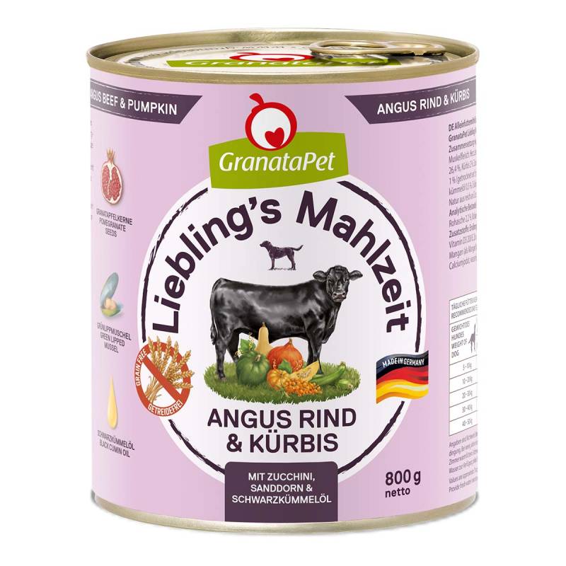 GranataPet Liebling's Mahlzeit Angus Rind und Kürbis 6x800g von Granatapet