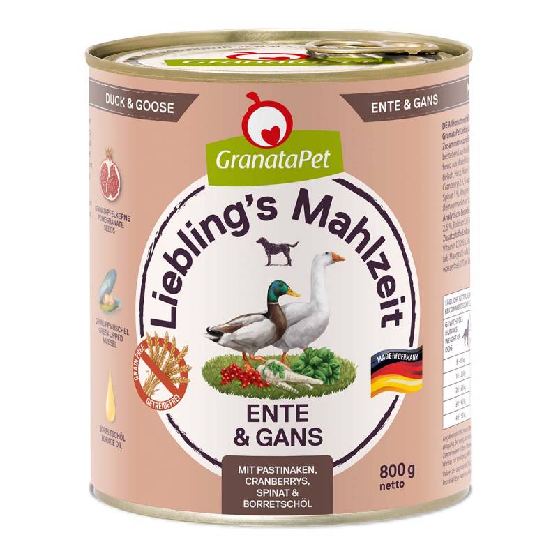 GranataPet Liebling's Mahlzeit Ente und Gans 12x800g von Granatapet