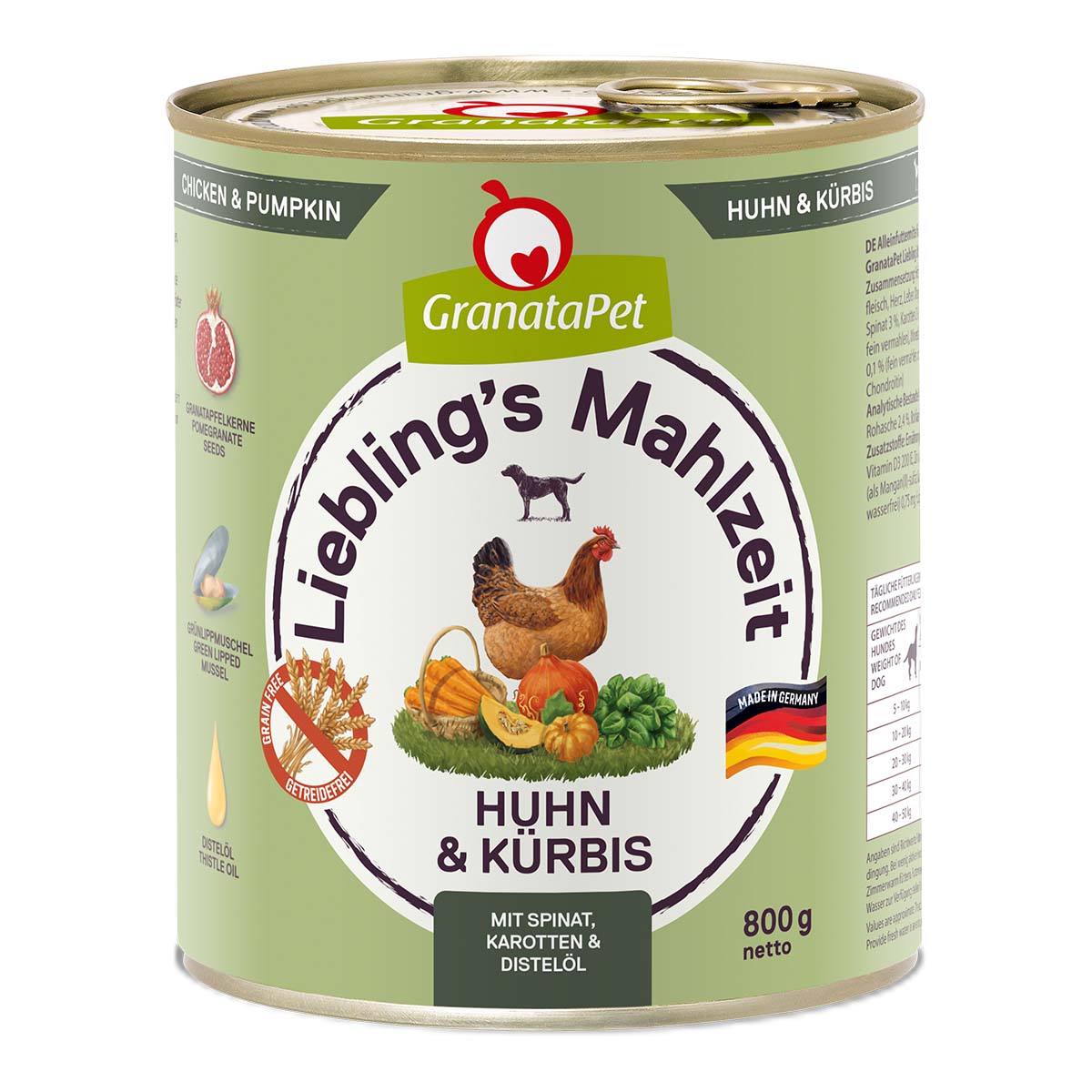 GranataPet Liebling’s Mahlzeit Huhn und Kürbis 6x800g von Granatapet