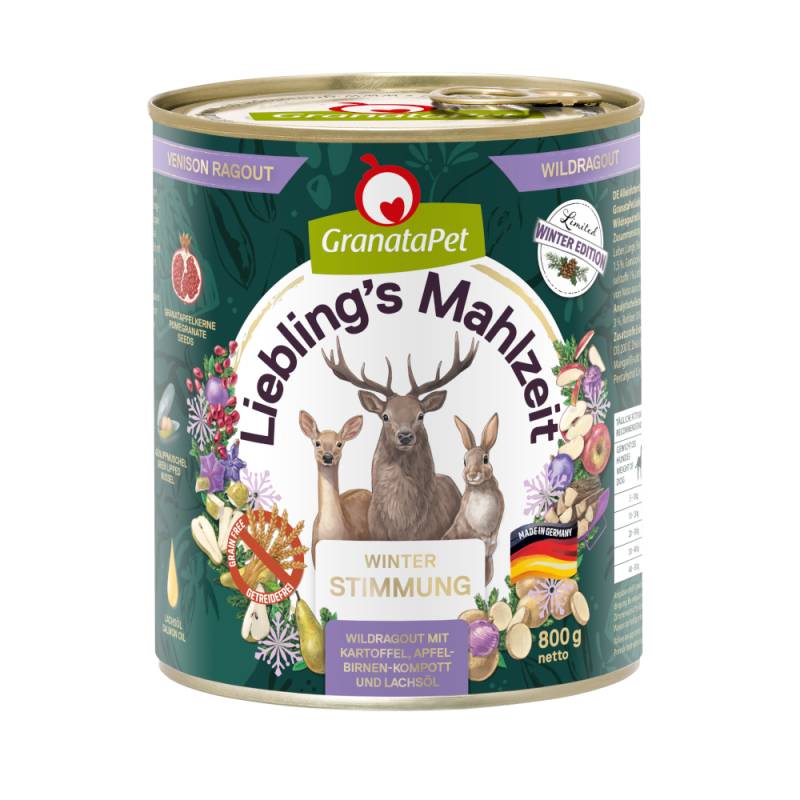 GranataPet Liebling´s Mahlzeit Wintertraum - Sparpaket: Wildragout (24 x 800 g) von Granatapet