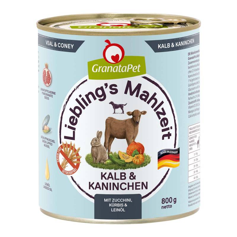 GranataPet Liebling's Mahlzeit Kalb und Kaninchen 6x800g von Granatapet